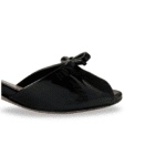 Miu Miu Black Patent Leather Bow Crystal Embellished Open Toe Sandals Size 37 - Image 8