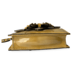 Valentino Garavani Rockstud Patent Leather Clutch Bag Camel Beige - Image 5