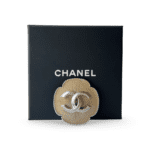 Chanel CC Cream & Silver Camellia Pin & Brooch