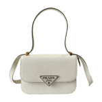 Prada Saffiano Cuir Triangle Emblème Flap Shoulder Bag White