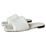 Bottega Veneta White Lido Flat Mules in Quilted Embossed Nappa Size 37