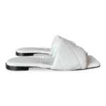 Bottega Veneta White Lido Flat Mules in Quilted Embossed Nappa Size 37 - Image 5