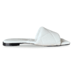 Bottega Veneta White Lido Flat Mules in Quilted Embossed Nappa Size 37 - Image 7