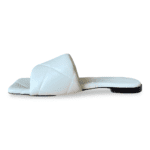 Bottega Veneta White Lido Flat Mules in Quilted Embossed Nappa Size 37 - Image 6