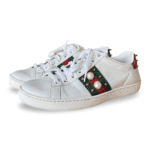 Gucci White Leather Faux Pearl and Spike Embellished Ace Sneakers Size 36