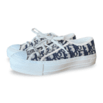 Dior Blue/Off-White Oblique Embroidered Fabric Walk'N'Dior Cap Toe Low Top Sneakers Size 37