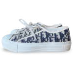 Dior Blue/Off-White Oblique Embroidered Fabric Walk'N'Dior Cap Toe Low Top Sneakers Size 37 - Image 3