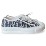Dior Blue/Off-White Oblique Embroidered Fabric Walk'N'Dior Cap Toe Low Top Sneakers Size 37 - Image 4
