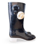 Chanel Black Rubber Camellia Flower Two-Toned Rain Boots Size 39 - Image 4