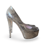Gucci Hidden Two-Tone Snakeskin Green Platform Round Toe High Heel Pumps Size 38.5 - Image 4