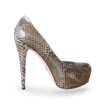 Gucci Hidden Two-Tone Snakeskin Green Platform Round Toe High Heel Pumps Size 38.5 - Image 6