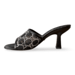 Gucci Black GG Crystal Embellished Mesh Slide 75 Sandals Size 38 - Image 4