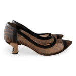 Fendi Brown/Black Zucca Mesh Colibri Pointed Toe Pumps Size 38.5 - Image 3