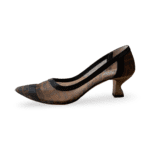 Fendi Brown/Black Zucca Mesh Colibri Pointed Toe Pumps Size 38.5 - Image 4