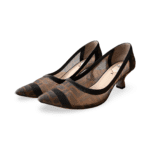 Fendi Brown/Black Zucca Mesh Colibri Pointed Toe Pumps Size 38.5