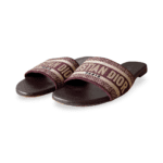 Dior Burgundy Cotton Blend Dway Logo Embroidered Flat Slides Size 38