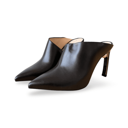 Nicholas Kirkwood Black Leather Mira Pearl Heeled Mules Size 37.5