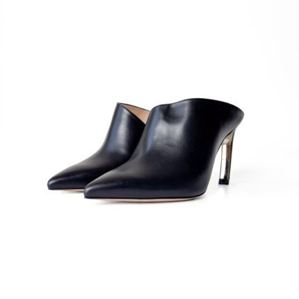 Nicholas Kirkwood Black Leather Mira Pearl Heeled Mules Size 37.5