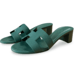 Hermès Oasis Sandals in Vert Oyat – Size 38.5