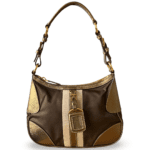 Prada Cleo Re-Edition Shoulder Bag – Gold/Khaki with Name Tag - Image 2