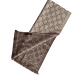Gucci Brown GG Jacquard Wool Scarf – 100% Wool