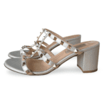 Valentino Rockstud Metallic Leather Slide Sandals 60mm – Size 38 - Image 3