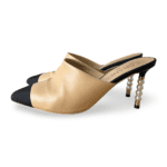 Chanel Classic Cap Toe Pearl Heel Mules – Size 38.5C - Image 2