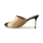 Chanel Classic Cap Toe Pearl Heel Mules – Size 38.5C - Image 4