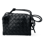Bottega Veneta Loop Mini Camera Cross-Body Bag in Intrecciato Leather – Black