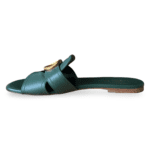 Christian Dior 30 Montaigne Green Leather Flat Mules – Size 37 - Image 4