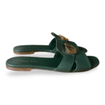 Christian Dior 30 Montaigne Green Leather Flat Mules – Size 37 - Image 3