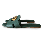 Christian Dior 30 Montaigne Green Leather Flat Mules – Size 37 - Image 2