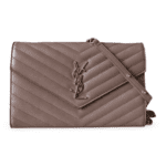 Saint Laurent Grain De Poudre Matelassé Chevron Monogram Chain Wallet – FARD (Silver Hardware)