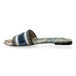 Dior Dway Slides – Multicolor Floral Base with Blue Embroidered Canvas, Size 38.5 - Image 3