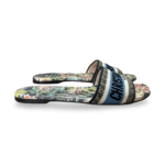 Dior Dway Slides – Multicolor Floral Base with Blue Embroidered Canvas, Size 38.5 - Image 2