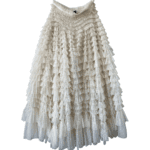 Needle & Thread Hattie Ruffle Maxi Skirt in Champagne – Size 38 (US 6)