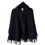 Dolce & Gabbana Black Knitted Cashmere Hooded Poncho with Fringe – Size 9/10