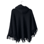 Dolce & Gabbana Black Knitted Cashmere Hooded Poncho with Fringe – Size 9/10 - Image 3