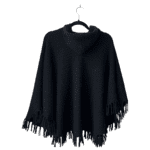 Dolce & Gabbana Black Knitted Cashmere Hooded Poncho with Fringe – Size 9/10 - Image 4