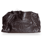 Chanel Black Leather Modern Chain Large East West Tote - Image 2