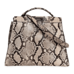 Fendi Large Peekaboo Top Handle Bag in Beige Python with Suede and Python Lining