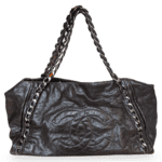 Chanel Black Leather Modern Chain Large East West Tote