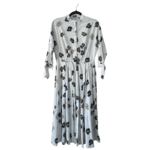 Prada  3/4-Sleeve White Floral Pleated Poplin Shirtdress – Size 42