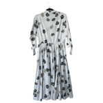 Prada  3/4-Sleeve White Floral Pleated Poplin Shirtdress – Size 42 - Image 3