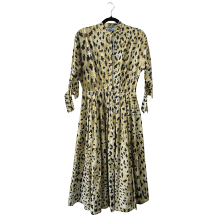 Prada 3/4-Sleeve Leopard-Print Poplin Shirtdress – Size 42
