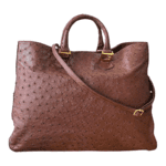 Fendi Large Twins Shopper Tote in Dark Brown Ostrich Leather