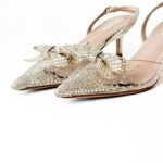 Nicoli Trudi Gold Glossy Glass Pumps with Crystal Bow – Size 39 - Image 4