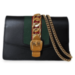 Gucci Black Leather Super Mini Sylvie Chain Shoulder Bag