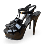 Saint Laurent Black Patent Leather 'Tribute' Platform Sandals – Size 39 - Image 3