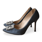 Manolo Blahnik Grey Satin Hangisi Pumps – Size 39 - Image 3